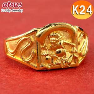 24金 リング 純金 風神 メンズ 太め 金 ゴールド 24k 指輪 k24 地金 ピンキーリング 幅広 男性 送料無料 セール sale