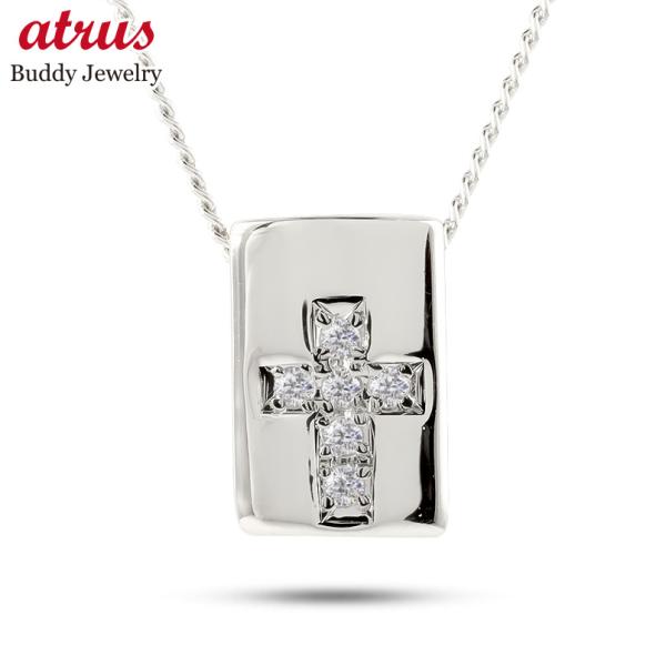 プラチナ ネックレス トップ メンズ クロス ダイヤモンド pt900 ペンダント シンプル プチネ...