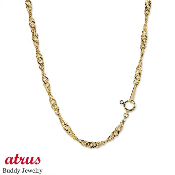 18金 ネックレス メンズ チェーンのみ 選べる長さ 50cm 60cm 3.5mm幅 スクリューチ...