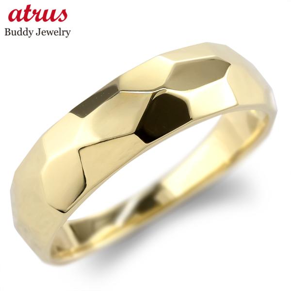 婚約指輪 安い 18金 リング レディース カット風 太め 指輪 ゴールド 18k 普段使い ピンキ...