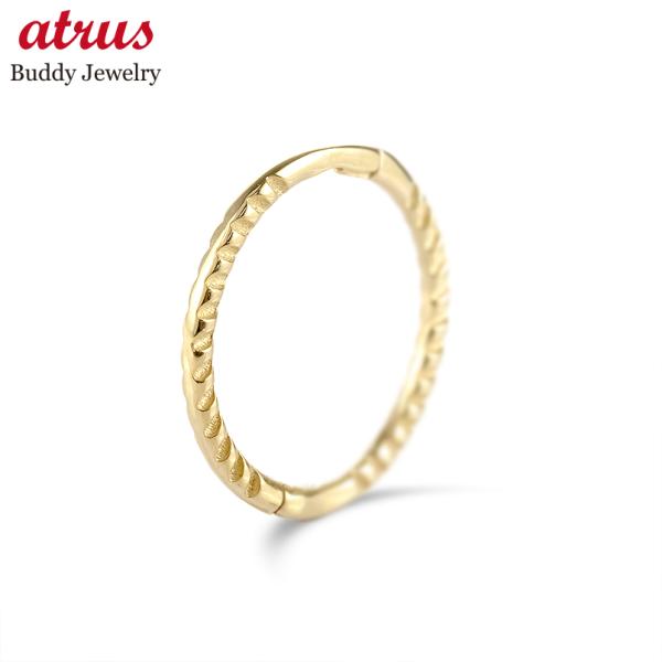 18金 フープピアス 片耳 メンズ カット 地金 普段使い ゴールド 18k リング イエローゴール...