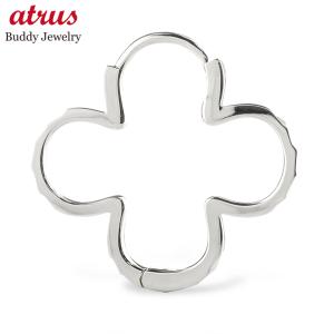 18金 フープピアス レディース 片耳 クローバー 地金 中折れ式 四葉 ゴールド 18k シンプル ホワイトゴールドk18 女性 あすつく 送料無料 セール sale