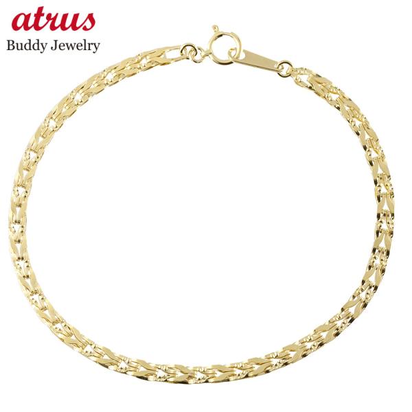18金 ブレスレット レディース チェーンのみ 18cm 太め ゴールド 18k チェーン 地金 シ...
