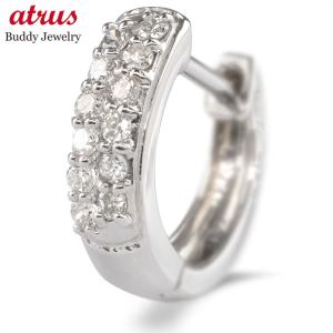 プラチナ フープピアス ブラックダイヤモンド 0.10ct メンズ 片耳 中