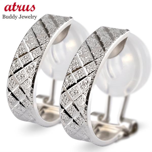 ゴールド イヤリング クリップ式 レディース フープ 14k 痛くない ソフトイヤリング ホワイトゴ...