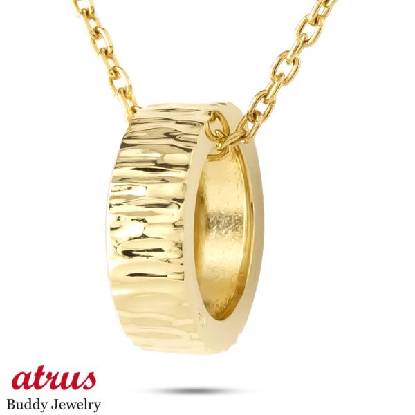 18金 ネックレス メンズ トップ リング ゴールド 18k ペンダントトップ ヘッド シンプル 人...