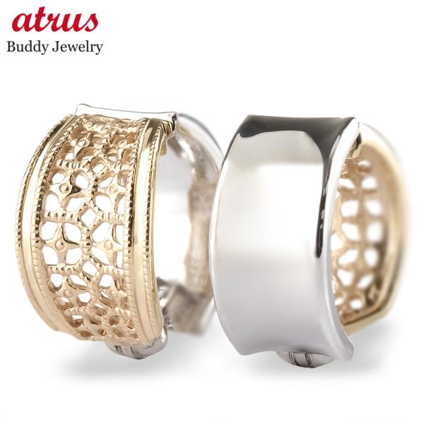 ゴールド ピアリング 正規品 レディース フープ 痛くない イヤリング リバーシブル 10k イエロ...