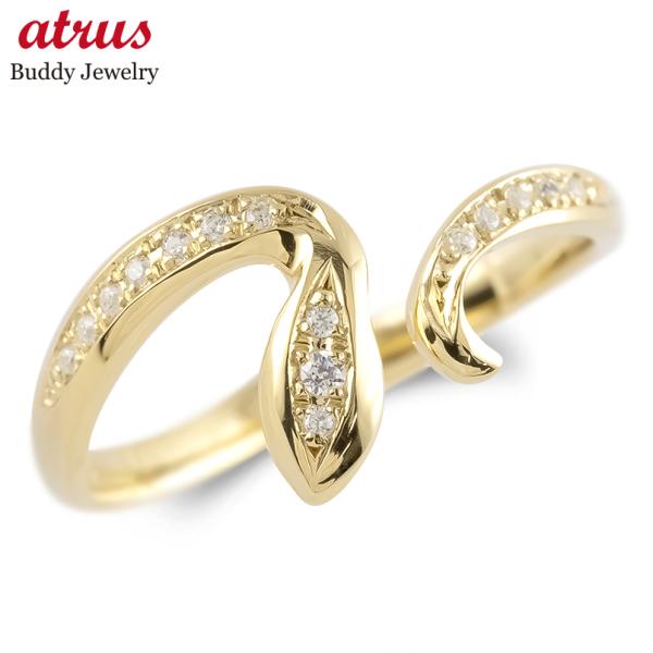 ゴールド リング 蛇 ダイヤモンド メンズ お守り 10k 金 指輪 へび ヘビ スネーク ピンキー...