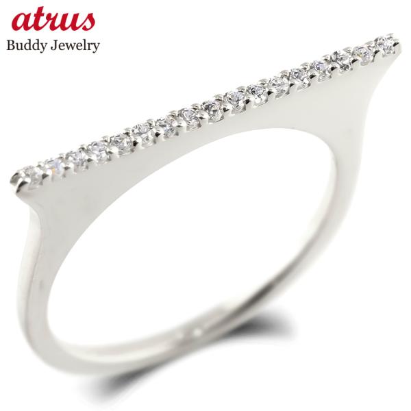 プラチナ リング ダイヤモンド 0.14ct 細め pt900 一文字リング ストレート シンプル ...