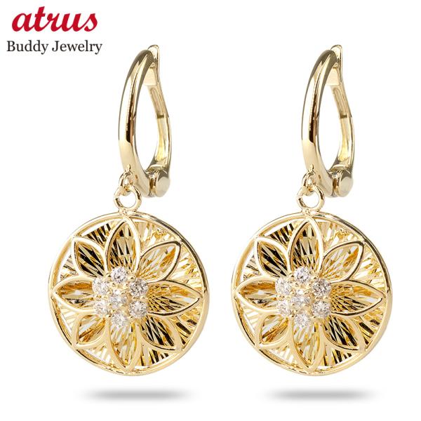 18金 ピアリング 正規品 ダイヤモンド レディース 揺れる ゆれる 痛くない イヤリング ゴールド...