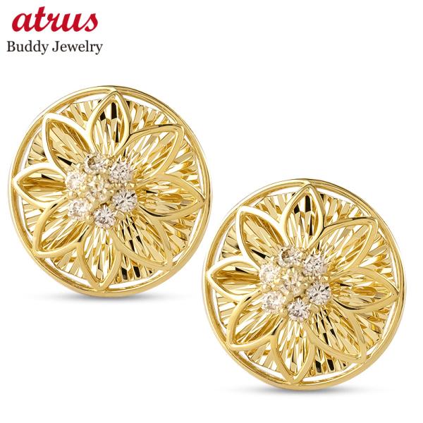 18金 ピアス レディース ダイヤモンド 0.2ct ペア ゴールド 18k キャッチのいらないピア...