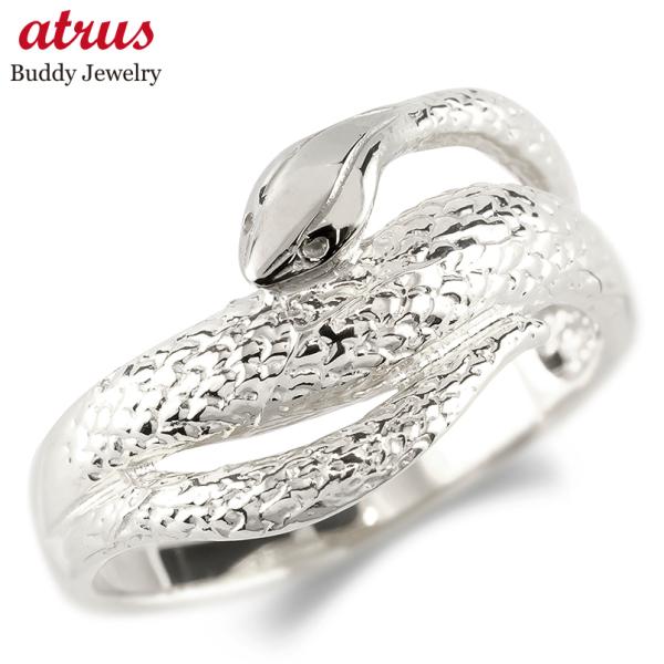 婚約指輪 プラチナ リング 蛇 レディース 太め 幅広 お守り pt900 指輪 ヘビ スネーク ピ...