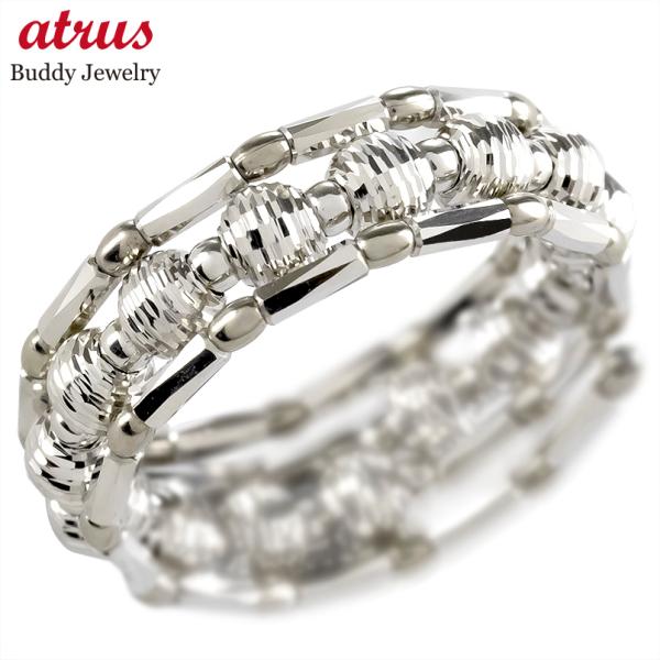 18金 リング レディース フリーサイズ 簡単装着 ミラーボール 3連 ゴールド 18k 指輪 スト...