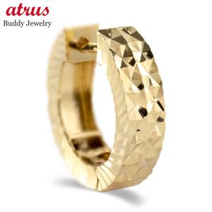 18金 フープピアス 片耳 大ぶり メンズ 中折れ式 ピアス ゴールド 18k イエローゴールド リング カット 普段使い 人気 あすつく 送料無料 セール sale