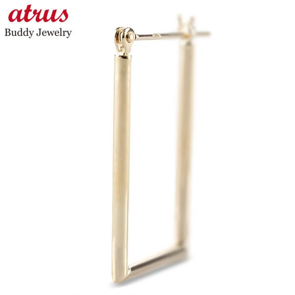 ゴールド フープピアス 片耳 リング 10k 四角 スクエア 10金 イエローゴールドk10 ピアス...