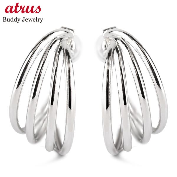 プラチナ フープピアス 4連 レディース pt900 リング ピアス 地金 スタッドピアス ペア 女...