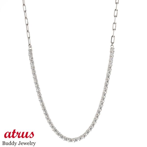 プラチナ ネックレス ダイヤモンド 2.15ct 50cm 太め pt900 pt850 バーネック...