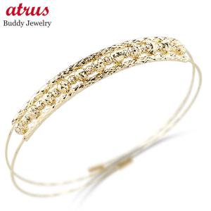 18金 ブレスレット バングル レディース 形状記憶 ２連 簡単着脱 ゴールド 18k フリーサイズ イエローゴールドk18 人気 おしゃれ あすつく 送料無料 セール sale