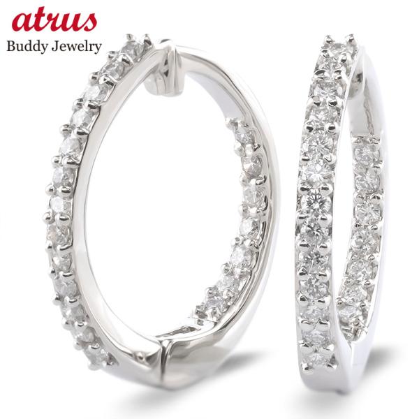 プラチナ ピアリング 正規品 ダイヤモンド レディース フープ 痛くない イヤリング pt900 大...