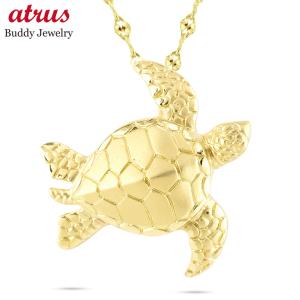 18金 亀 ネックレス ペンダントトップ 大ぶり 金 ゴールド 18k ペタルチェーン スライド式 カメ かめ 海亀 ウミガメ あすつく 男女兼用 送料無料 セール sale