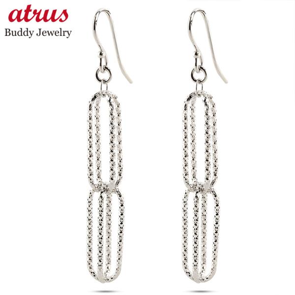 プラチナ ピアス ペア ロングピアス レディース 大ぶり pt850 揺れる ゆれる フックピアス ...