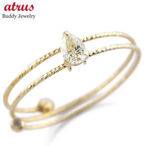 18金 リング ダイヤモンド 0.12ct ドロップ フリーサイズ 形状記憶 簡単着脱 ゴールド 18k イエローゴールドk18 男女兼用 あすつく 送料無料 セール sale