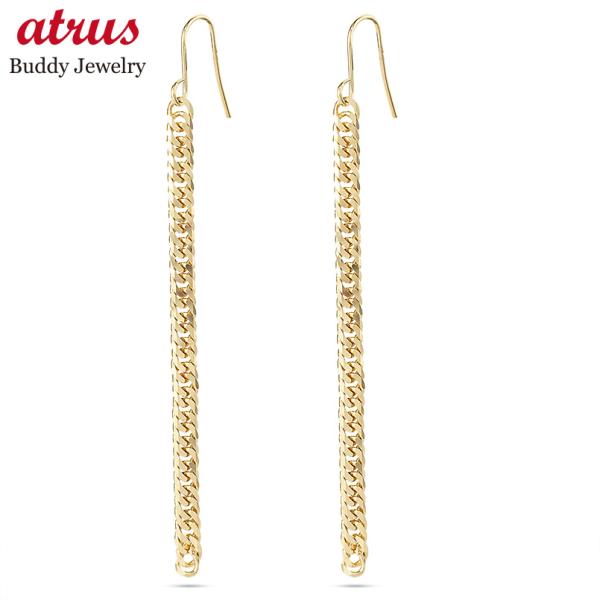 18金 ピアス 喜平 チェーン レディース ロングピアス ペア 揺れる ゆれる ゴールド 18k イ...
