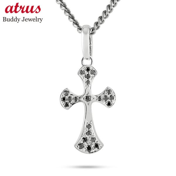 シルバー ネックレス トップ クロス メンズ ブラックダイヤモンド ダイヤ ペンダントトップ sv9...
