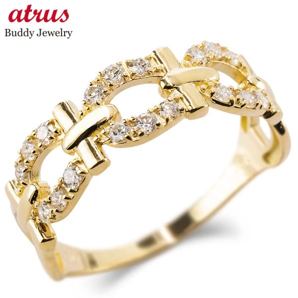 18金 リング 馬蹄 ダイヤモンド 0.30ct 16号 レディース 幅広 太め 指輪 ゴールド 1...