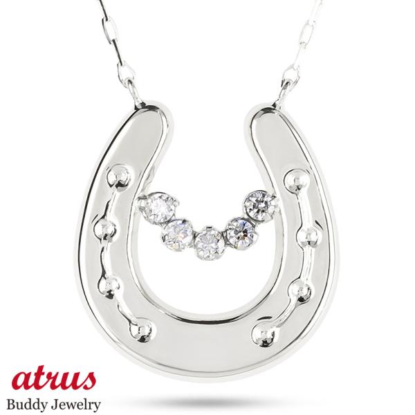 プラチナ ネックレス 馬蹄 ダイヤモンド ペンダントトップ レディース 大ぶり pt900 小豆 チ...
