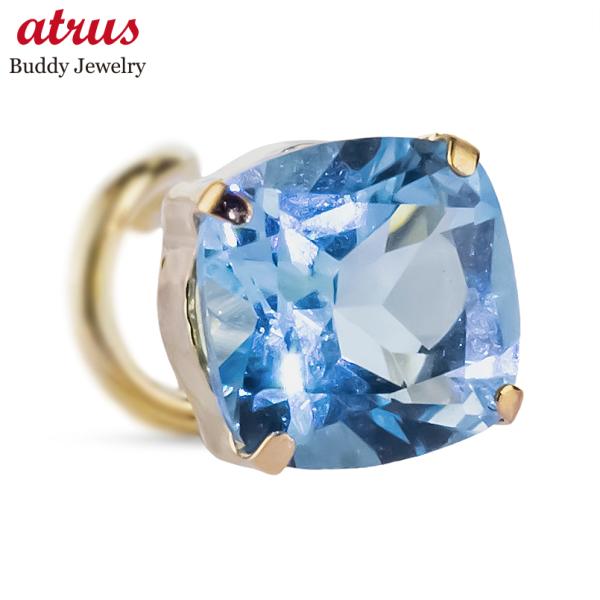 18金 ピアス ブルートパーズ レディース 片耳 ゴールド 18k つけっぱなし 簡単装着 キャッチ...