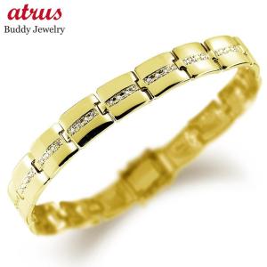18金 ブレスレット バングル ダイヤモンド 0.30ct メンズ 20cm 太め 幅広 ゴールド 18k 金 ダイヤ イエローゴールドk18 男性 送料無料 セール 爆買