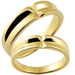 結婚指輪 ペアリング ペア マリッジリング 指輪 イエローゴールドk18 クロス K18 2本セット 結婚式 18金 メンズ レディース 送料無料 セール SALE｜atrusyume