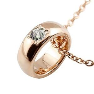 ネックレス ダイヤモンド ベビーリング ペンダント 一粒0.03ｃｔ ピンクゴールドK18 チェーン 人気 18金 ダイヤ ストレート 甲丸 レディース