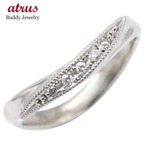 プラチナ リング ダイヤモンド pt950 指輪 ミル打ち メンズ 普段使い 緩やかなV字 ピンキー...