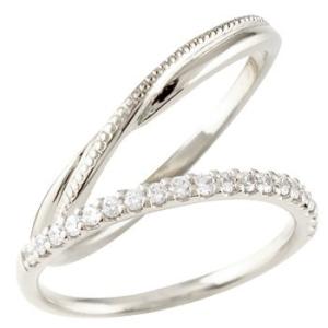 結婚指輪 ペアリング ペア マリッジリング ハーフエタニティ ダイヤモンド ホワイトゴールドk18 ...