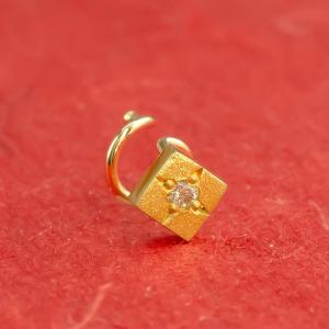 純金 ピアス メンズ 片耳 24金 ユリの紋章 スタッドピアス ポスト
