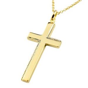 ネックレス 18金 レディース クロス イエローゴールドk18 ペンダントトップ 十字架 シンプル ...