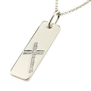ネックレス ダイヤモンド クロス プレート プラチナ ペンダントトップ 十字架 シンプル 地金 人気...