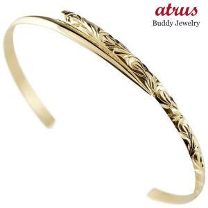 ハワイアンバングル　ゴールド メンズ バングル 18金 ハワイアンジュエリー ハワイアン ブレスレット