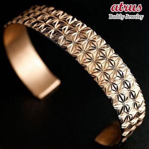 ブレスレット k18 18金 メンズ 18金 バングル ピンクゴールドk18 麻の葉 模様 和柄 切子 和彫り 和モダン コントラッド 東京