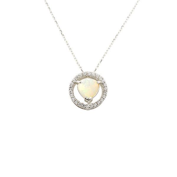 ネックレス ダイヤモンド プラチナ トップ オパール10月誕生石 チェーン pt900 人気 ダイヤ...