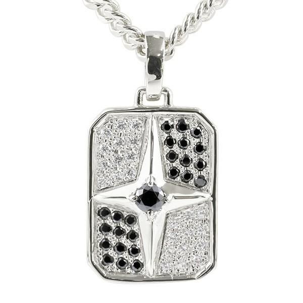 ネックレス ダイヤモンド 喜平 メンズ ブラックダイヤモンド トップ ホワイトゴールドk10 クロス...