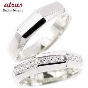 結婚指輪 ペアリング ペア プラチナ ダイヤモンド 指輪 pt900 ダイヤ シンプル マリッジリング リング カップル 2本セット 宝石｜atrusyume