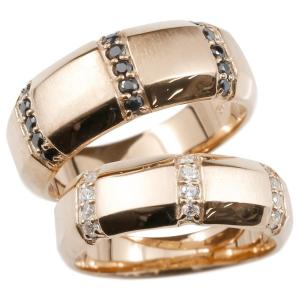 結婚指輪 ペアリング ペア ピンクゴールドk10 キュービックジルコニア ブラックキュービック 指輪 幅広 つや消し 10金 マリッジリング リング 送料無料 人気｜atrusyume