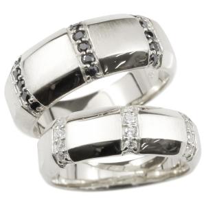 結婚指輪 ペアリング ペア ホワイトゴールドk10 キュービックジルコニア ブラックキュービック 指輪 幅広 つや消し 10金 マリッジリング送料無料 人気｜atrusyume