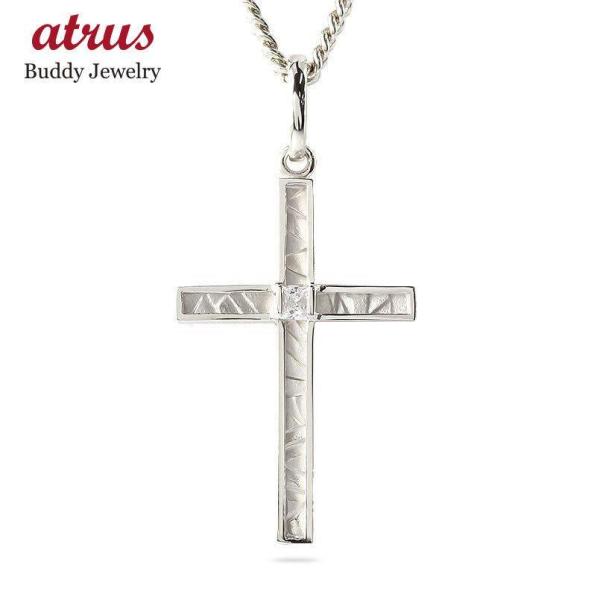 ネックレス ダイヤモンド ゴールド メンズ トップ 喜平 クロス 一粒 大粒 つや消し 10金 10...