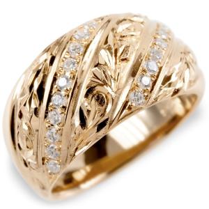 ゴールド リング ダイヤモンド ハワイアン 指輪 ピンクゴールドk10 婚約指輪 ダイヤ 安い エンゲージリング ピンキーリング 幅広 送料無料 セール SALE｜atrusyume