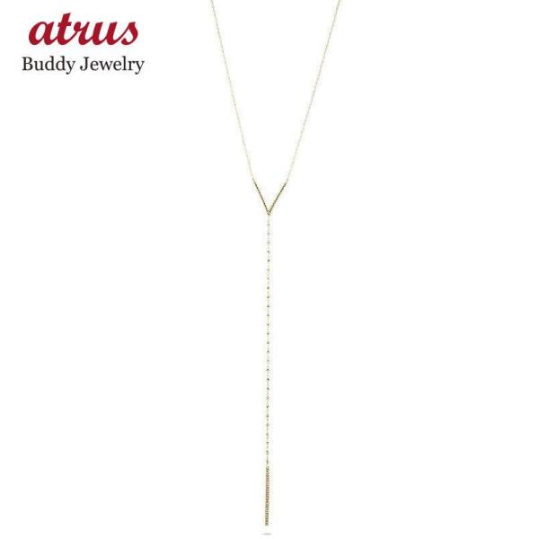 ネックレス ダイヤモンド ラリエット 18金 V字 スライド ゴールド 18k イエローゴールドK1...