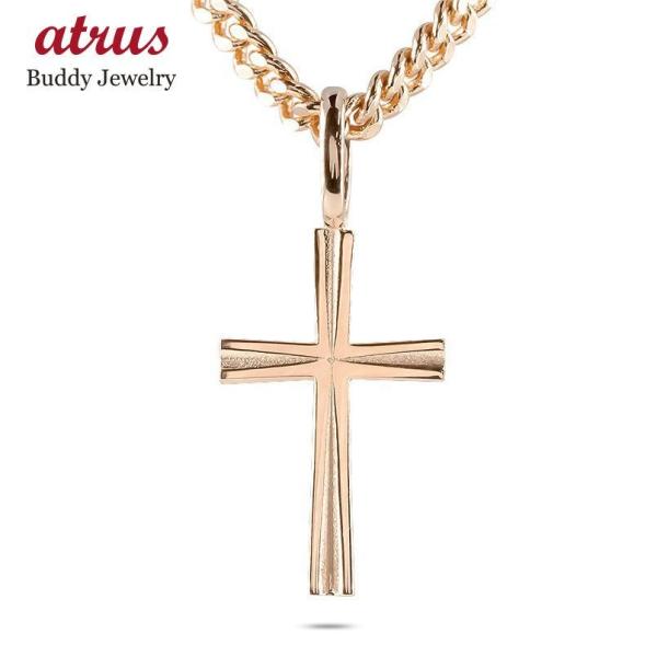 喜平 トップ 18金 ネックレス メンズ クロス ペンダント キヘイ ゴールド 18k ピンクゴール...